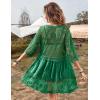 imageEomenie Womens Contrast Lace Bathing Suit Cover Up VNeck Swimsuit Coverups Loose Swimwear Beach Dress BeachwearGrass Green