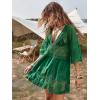 imageEomenie Womens Contrast Lace Bathing Suit Cover Up VNeck Swimsuit Coverups Loose Swimwear Beach Dress BeachwearGrass Green