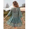 imageEomenie Womens Contrast Lace Bathing Suit Cover Up VNeck Swimsuit Coverups Loose Swimwear Beach Dress BeachwearGreen