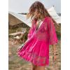imageEomenie Womens Contrast Lace Bathing Suit Cover Up VNeck Swimsuit Coverups Loose Swimwear Beach Dress BeachwearHot Pink
