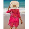 imageEomenie Womens Contrast Lace Bathing Suit Cover Up VNeck Swimsuit Coverups Loose Swimwear Beach Dress BeachwearHot Pink