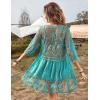 imageEomenie Womens Contrast Lace Bathing Suit Cover Up VNeck Swimsuit Coverups Loose Swimwear Beach Dress BeachwearLight Blue