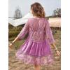 imageEomenie Womens Contrast Lace Bathing Suit Cover Up VNeck Swimsuit Coverups Loose Swimwear Beach Dress BeachwearLight Purple