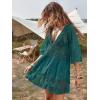 imageEomenie Womens Contrast Lace Bathing Suit Cover Up VNeck Swimsuit Coverups Loose Swimwear Beach Dress BeachwearNavy Blue