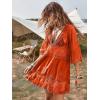 imageEomenie Womens Contrast Lace Bathing Suit Cover Up VNeck Swimsuit Coverups Loose Swimwear Beach Dress BeachwearOrange