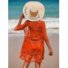 imageEomenie Womens Contrast Lace Bathing Suit Cover Up VNeck Swimsuit Coverups Loose Swimwear Beach Dress BeachwearOrange