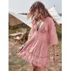 imageEomenie Womens Contrast Lace Bathing Suit Cover Up VNeck Swimsuit Coverups Loose Swimwear Beach Dress BeachwearPink