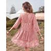 imageEomenie Womens Contrast Lace Bathing Suit Cover Up VNeck Swimsuit Coverups Loose Swimwear Beach Dress BeachwearPink