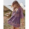 imageEomenie Womens Contrast Lace Bathing Suit Cover Up VNeck Swimsuit Coverups Loose Swimwear Beach Dress BeachwearPurple