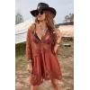imageEomenie Womens Contrast Lace Bathing Suit Cover Up VNeck Swimsuit Coverups Loose Swimwear Beach Dress BeachwearRed