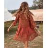 imageEomenie Womens Contrast Lace Bathing Suit Cover Up VNeck Swimsuit Coverups Loose Swimwear Beach Dress BeachwearRed