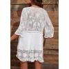 imageEomenie Womens Contrast Lace Bathing Suit Cover Up VNeck Swimsuit Coverups Loose Swimwear Beach Dress BeachwearWhite