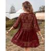 imageEomenie Womens Contrast Lace Bathing Suit Cover Up VNeck Swimsuit Coverups Loose Swimwear Beach Dress BeachwearWine Red
