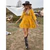 imageEomenie Womens Contrast Lace Bathing Suit Cover Up VNeck Swimsuit Coverups Loose Swimwear Beach Dress BeachwearYellow