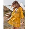 imageEomenie Womens Contrast Lace Bathing Suit Cover Up VNeck Swimsuit Coverups Loose Swimwear Beach Dress BeachwearYellow