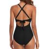 imageEomenie Womens One Piece Swimsuits Tummy Control Cutout High Waisted Bathing Suit Wrap Tie Back 1 Piece SwimsuitBlack