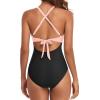 imageEomenie Womens One Piece Swimsuits Tummy Control Cutout High Waisted Bathing Suit Wrap Tie Back 1 Piece SwimsuitBlack Pink