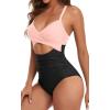 imageEomenie Womens One Piece Swimsuits Tummy Control Cutout High Waisted Bathing Suit Wrap Tie Back 1 Piece SwimsuitBlack Pink