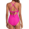 imageEomenie Womens One Piece Swimsuits Tummy Control Cutout High Waisted Bathing Suit Wrap Tie Back 1 Piece SwimsuitHot Pink