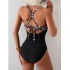 imageEomenie Womens One Piece Swimsuits Tummy Control Cutout High Waisted Bathing Suit Wrap Tie Back 1 Piece SwimsuitLeopard