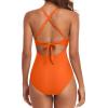 imageEomenie Womens One Piece Swimsuits Tummy Control Cutout High Waisted Bathing Suit Wrap Tie Back 1 Piece SwimsuitOrange1