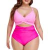imageEomenie Womens One Piece Swimsuits Tummy Control Cutout High Waisted Bathing Suit Wrap Tie Back 1 Piece SwimsuitPink