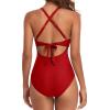 imageEomenie Womens One Piece Swimsuits Tummy Control Cutout High Waisted Bathing Suit Wrap Tie Back 1 Piece SwimsuitRed