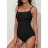 imageEomenie Womens Swimsuit Tankini Tummy Control Bathing Suits Two Piece Full Coverage Slim Swim Suits with High Waisted BottomBlack