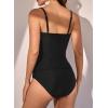 imageEomenie Womens Swimsuit Tankini Tummy Control Bathing Suits Two Piece Full Coverage Slim Swim Suits with High Waisted BottomBlack