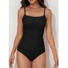 imageEomenie Womens Swimsuit Tankini Tummy Control Bathing Suits Two Piece Full Coverage Slim Swim Suits with High Waisted BottomBlack