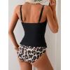imageEomenie Womens Swimsuit Tankini Tummy Control Bathing Suits Two Piece Full Coverage Slim Swim Suits with High Waisted BottomBlack and Leopard