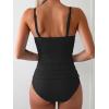 imageEomenie Womens Swimsuit Tankini Tummy Control Bathing Suits Two Piece Full Coverage Slim Swim Suits with High Waisted BottomBlackribbed