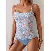 imageEomenie Womens Swimsuit Tankini Tummy Control Bathing Suits Two Piece Full Coverage Slim Swim Suits with High Waisted BottomBlue Orange Printed