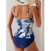 imageEomenie Womens Swimsuit Tankini Tummy Control Bathing Suits Two Piece Full Coverage Slim Swim Suits with High Waisted BottomBlue White Printed