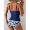 imageEomenie Womens Swimsuit Tankini Tummy Control Bathing Suits Two Piece Full Coverage Slim Swim Suits with High Waisted BottomBlue and White Printed