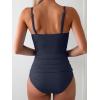 imageEomenie Womens Swimsuit Tankini Tummy Control Bathing Suits Two Piece Full Coverage Slim Swim Suits with High Waisted BottomDark Blueribbed