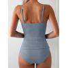 imageEomenie Womens Swimsuit Tankini Tummy Control Bathing Suits Two Piece Full Coverage Slim Swim Suits with High Waisted BottomGay Blueribbed