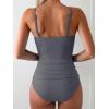 imageEomenie Womens Swimsuit Tankini Tummy Control Bathing Suits Two Piece Full Coverage Slim Swim Suits with High Waisted BottomGreyribbed