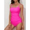 imageEomenie Womens Swimsuit Tankini Tummy Control Bathing Suits Two Piece Full Coverage Slim Swim Suits with High Waisted BottomHot Pink