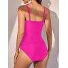 imageEomenie Womens Swimsuit Tankini Tummy Control Bathing Suits Two Piece Full Coverage Slim Swim Suits with High Waisted BottomHot Pink
