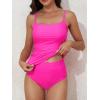 imageEomenie Womens Swimsuit Tankini Tummy Control Bathing Suits Two Piece Full Coverage Slim Swim Suits with High Waisted BottomHot Pink