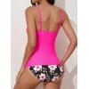 imageEomenie Womens Swimsuit Tankini Tummy Control Bathing Suits Two Piece Full Coverage Slim Swim Suits with High Waisted BottomHot Pink and Printed