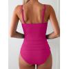imageEomenie Womens Swimsuit Tankini Tummy Control Bathing Suits Two Piece Full Coverage Slim Swim Suits with High Waisted BottomHot Pinkribbed