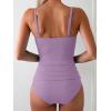 imageEomenie Womens Swimsuit Tankini Tummy Control Bathing Suits Two Piece Full Coverage Slim Swim Suits with High Waisted BottomLight Purpleribbed