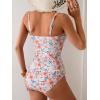 imageEomenie Womens Swimsuit Tankini Tummy Control Bathing Suits Two Piece Full Coverage Slim Swim Suits with High Waisted BottomOrange Floral Printed