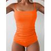imageEomenie Womens Swimsuit Tankini Tummy Control Bathing Suits Two Piece Full Coverage Slim Swim Suits with High Waisted BottomOrange a Ribbed