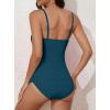 imageEomenie Womens Swimsuit Tankini Tummy Control Bathing Suits Two Piece Full Coverage Slim Swim Suits with High Waisted BottomPeacock Blue