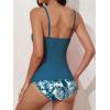 imageEomenie Womens Swimsuit Tankini Tummy Control Bathing Suits Two Piece Full Coverage Slim Swim Suits with High Waisted BottomPeacock Blue and Printed