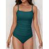 imageEomenie Womens Swimsuit Tankini Tummy Control Bathing Suits Two Piece Full Coverage Slim Swim Suits with High Waisted BottomPeacock Green