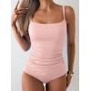 imageEomenie Womens Swimsuit Tankini Tummy Control Bathing Suits Two Piece Full Coverage Slim Swim Suits with High Waisted BottomPinkribbed